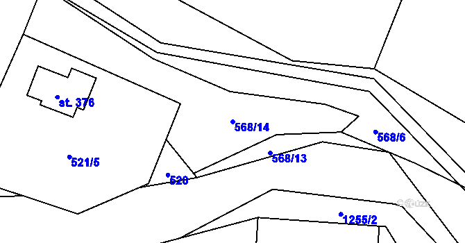Parcela st. 568/14 v KÚ Jimramov, Katastrální mapa