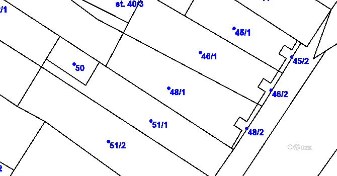 Parcela st. 48/1 v KÚ Jimramov, Katastrální mapa