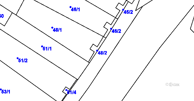Parcela st. 48/2 v KÚ Jimramov, Katastrální mapa