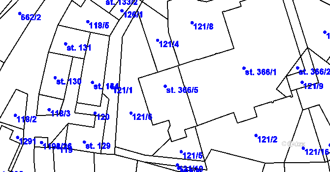 Parcela st. 366/5 v KÚ Jimramov, Katastrální mapa