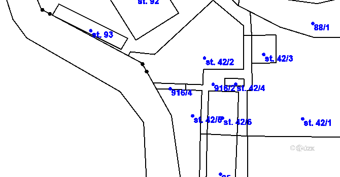 Parcela st. 916/4 v KÚ Sedliště u Jimramova, Katastrální mapa