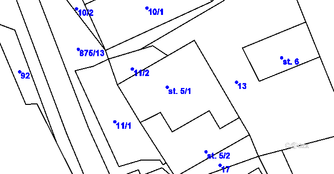 Parcela st. 5/1 v KÚ Sedliště u Jimramova, Katastrální mapa