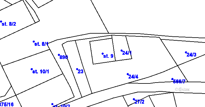 Parcela st. 9 v KÚ Sedliště u Jimramova, Katastrální mapa