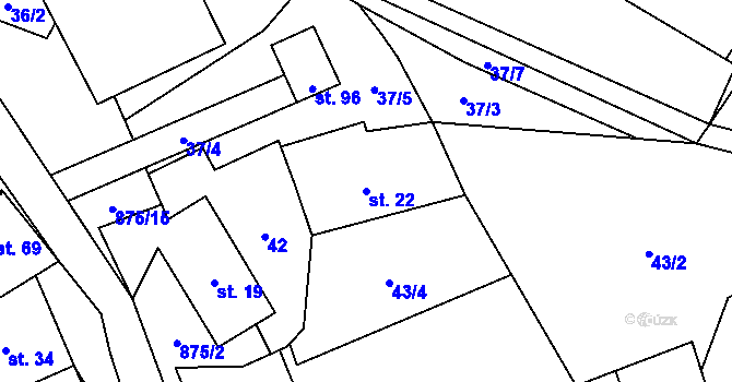 Parcela st. 22 v KÚ Sedliště u Jimramova, Katastrální mapa