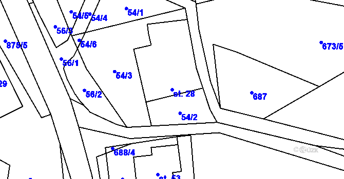 Parcela st. 28 v KÚ Sedliště u Jimramova, Katastrální mapa