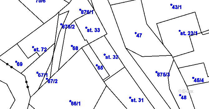Parcela st. 32 v KÚ Sedliště u Jimramova, Katastrální mapa
