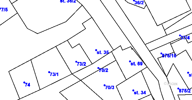 Parcela st. 35 v KÚ Sedliště u Jimramova, Katastrální mapa