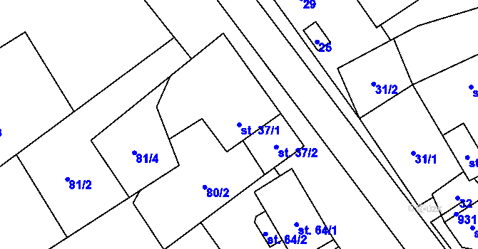 Parcela st. 37/1 v KÚ Sedliště u Jimramova, Katastrální mapa