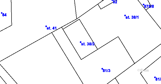 Parcela st. 38/2 v KÚ Sedliště u Jimramova, Katastrální mapa