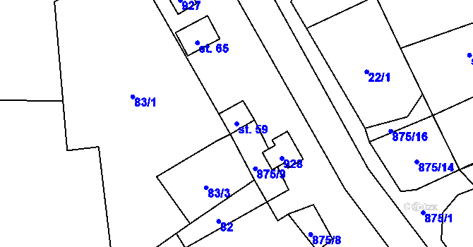 Parcela st. 59 v KÚ Sedliště u Jimramova, Katastrální mapa