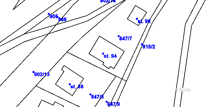 Parcela st. 94 v KÚ Sedliště u Jimramova, Katastrální mapa