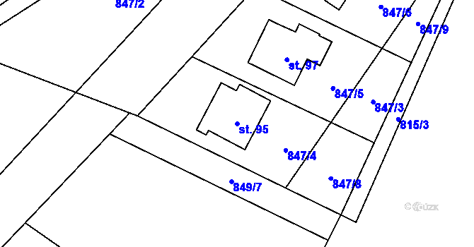 Parcela st. 95 v KÚ Sedliště u Jimramova, Katastrální mapa