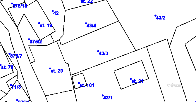 Parcela st. 43/3 v KÚ Sedliště u Jimramova, Katastrální mapa