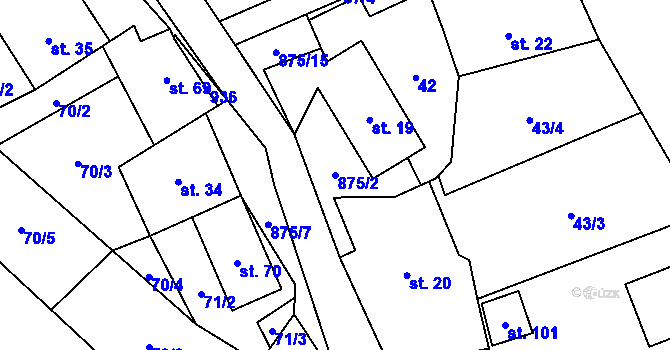 Parcela st. 875/2 v KÚ Sedliště u Jimramova, Katastrální mapa