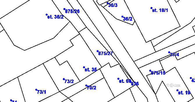 Parcela st. 875/27 v KÚ Sedliště u Jimramova, Katastrální mapa