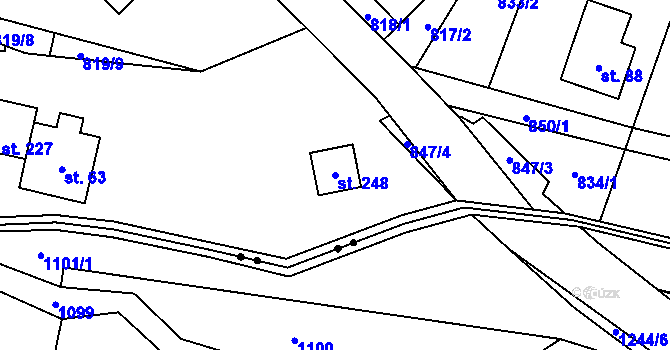 Parcela st. 248 v KÚ Trhonice, Katastrální mapa