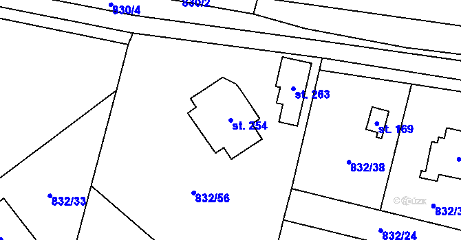 Parcela st. 254 v KÚ Trhonice, Katastrální mapa