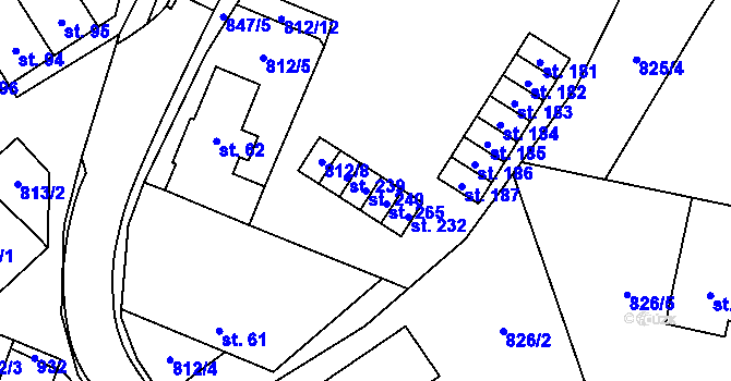 Parcela st. 240 v KÚ Trhonice, Katastrální mapa