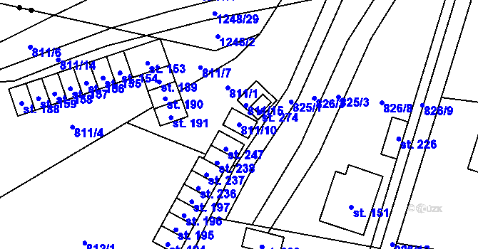 Parcela st. 811/10 v KÚ Trhonice, Katastrální mapa