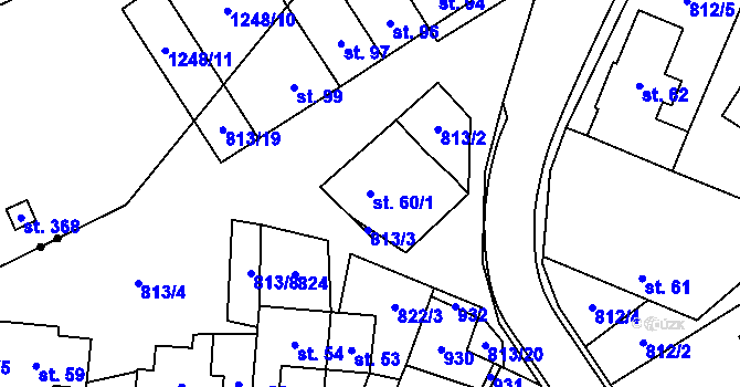 Parcela st. 60/1 v KÚ Trhonice, Katastrální mapa