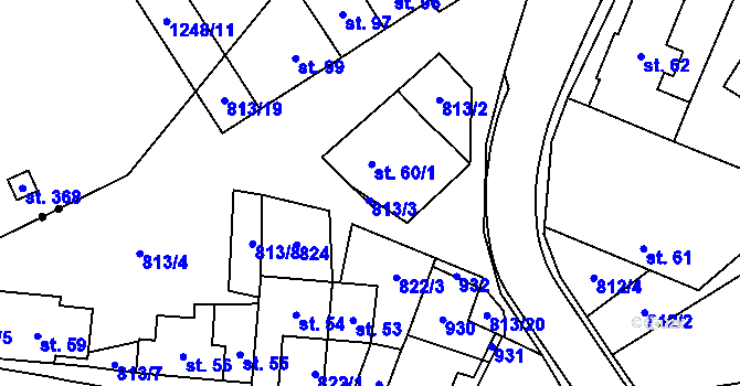 Parcela st. 60/2 v KÚ Trhonice, Katastrální mapa