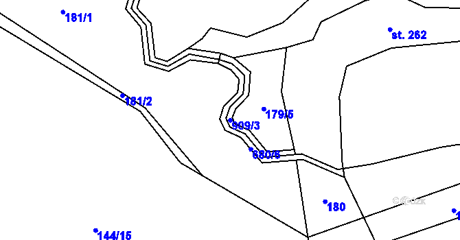 Parcela st. 909/3 v KÚ Trhonice, Katastrální mapa