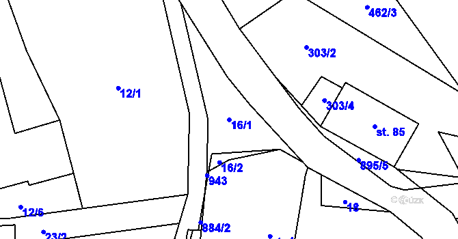 Parcela st. 16/1 v KÚ Trhonice, Katastrální mapa