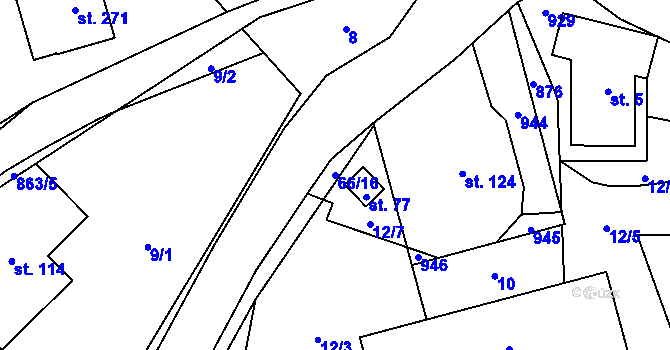 Parcela st. 66/16 v KÚ Trhonice, Katastrální mapa