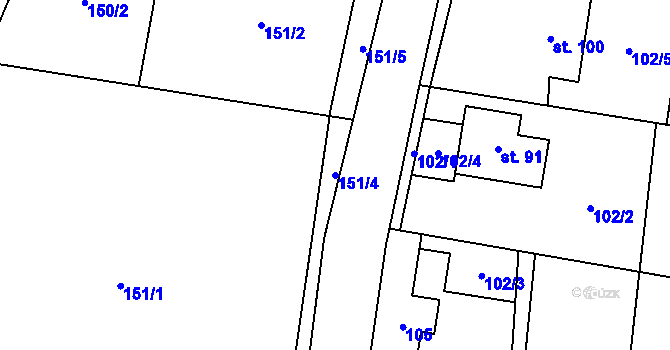 Parcela st. 151/4 v KÚ Trhonice, Katastrální mapa