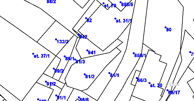Parcela st. 31/2 v KÚ Trhonice, Katastrální mapa
