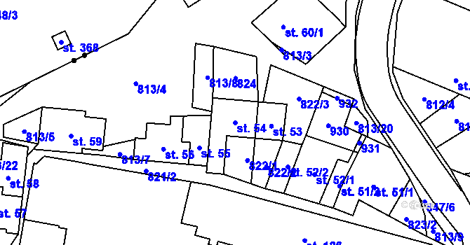 Parcela st. 54 v KÚ Trhonice, Katastrální mapa