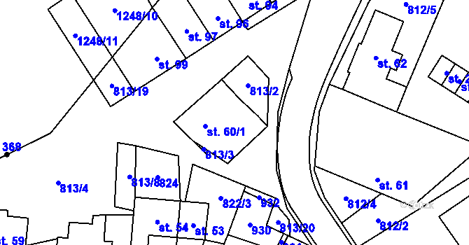 Parcela st. 60 v KÚ Trhonice, Katastrální mapa