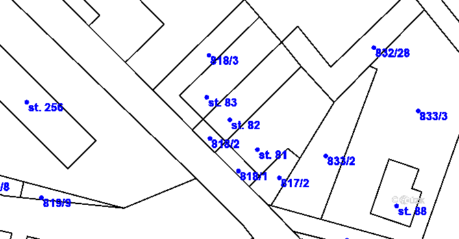 Parcela st. 82 v KÚ Trhonice, Katastrální mapa