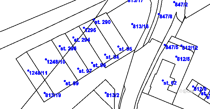 Parcela st. 94 v KÚ Trhonice, Katastrální mapa