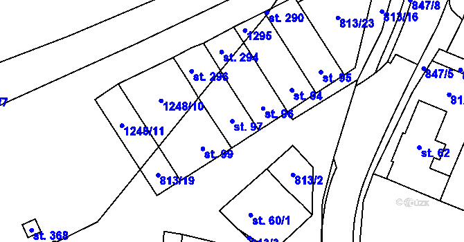 Parcela st. 97 v KÚ Trhonice, Katastrální mapa