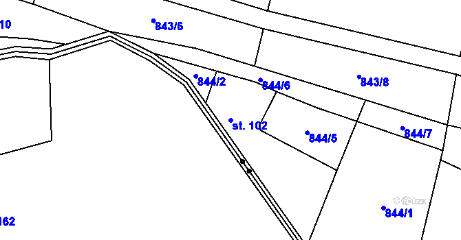 Parcela st. 102 v KÚ Trhonice, Katastrální mapa