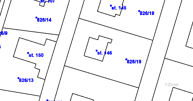 Parcela st. 146 v KÚ Trhonice, Katastrální mapa