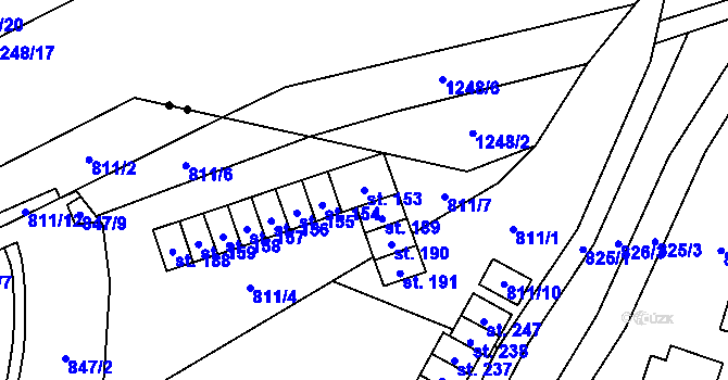 Parcela st. 153 v KÚ Trhonice, Katastrální mapa