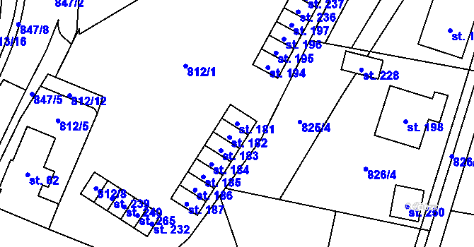 Parcela st. 181 v KÚ Trhonice, Katastrální mapa