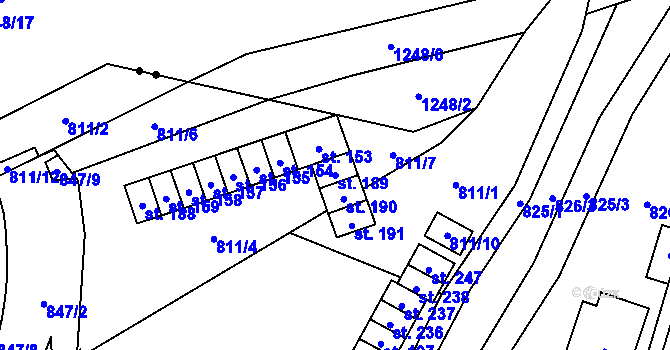Parcela st. 189 v KÚ Trhonice, Katastrální mapa