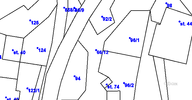 Parcela st. 66/12 v KÚ Trhonice, Katastrální mapa