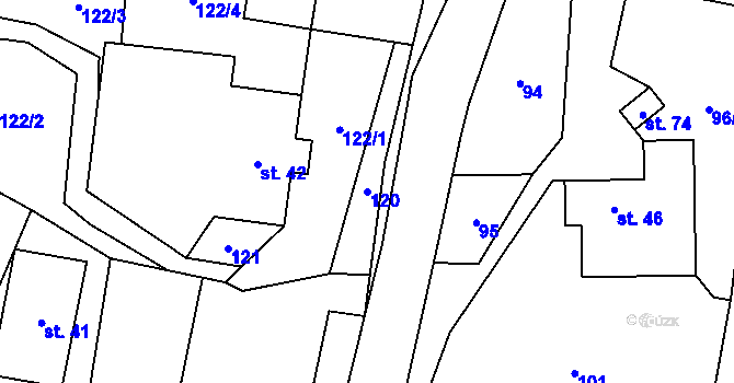 Parcela st. 120 v KÚ Trhonice, Katastrální mapa