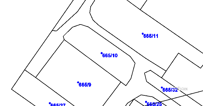 Parcela st. 665/10 v KÚ Trhonice, Katastrální mapa