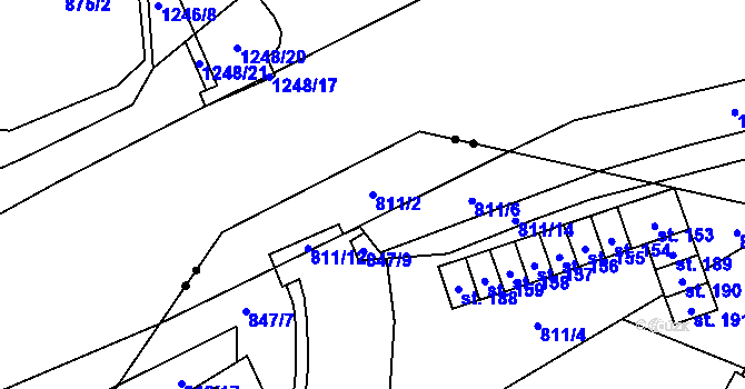 Parcela st. 811/2 v KÚ Trhonice, Katastrální mapa