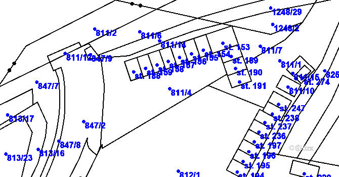 Parcela st. 811/4 v KÚ Trhonice, Katastrální mapa
