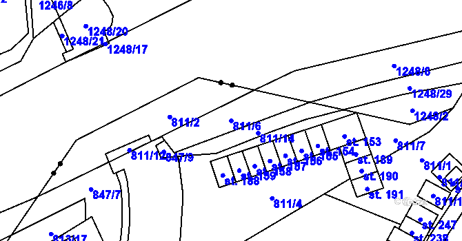 Parcela st. 811/6 v KÚ Trhonice, Katastrální mapa