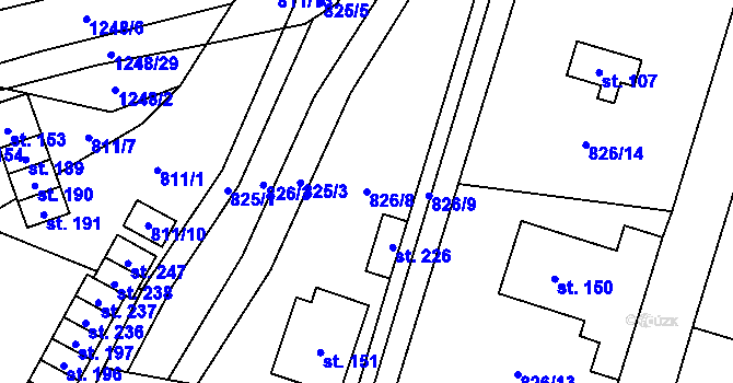 Parcela st. 826/8 v KÚ Trhonice, Katastrální mapa