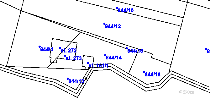 Parcela st. 844/14 v KÚ Trhonice, Katastrální mapa