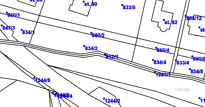 Parcela st. 912 v KÚ Trhonice, Katastrální mapa