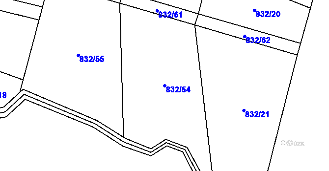 Parcela st. 832/54 v KÚ Trhonice, Katastrální mapa